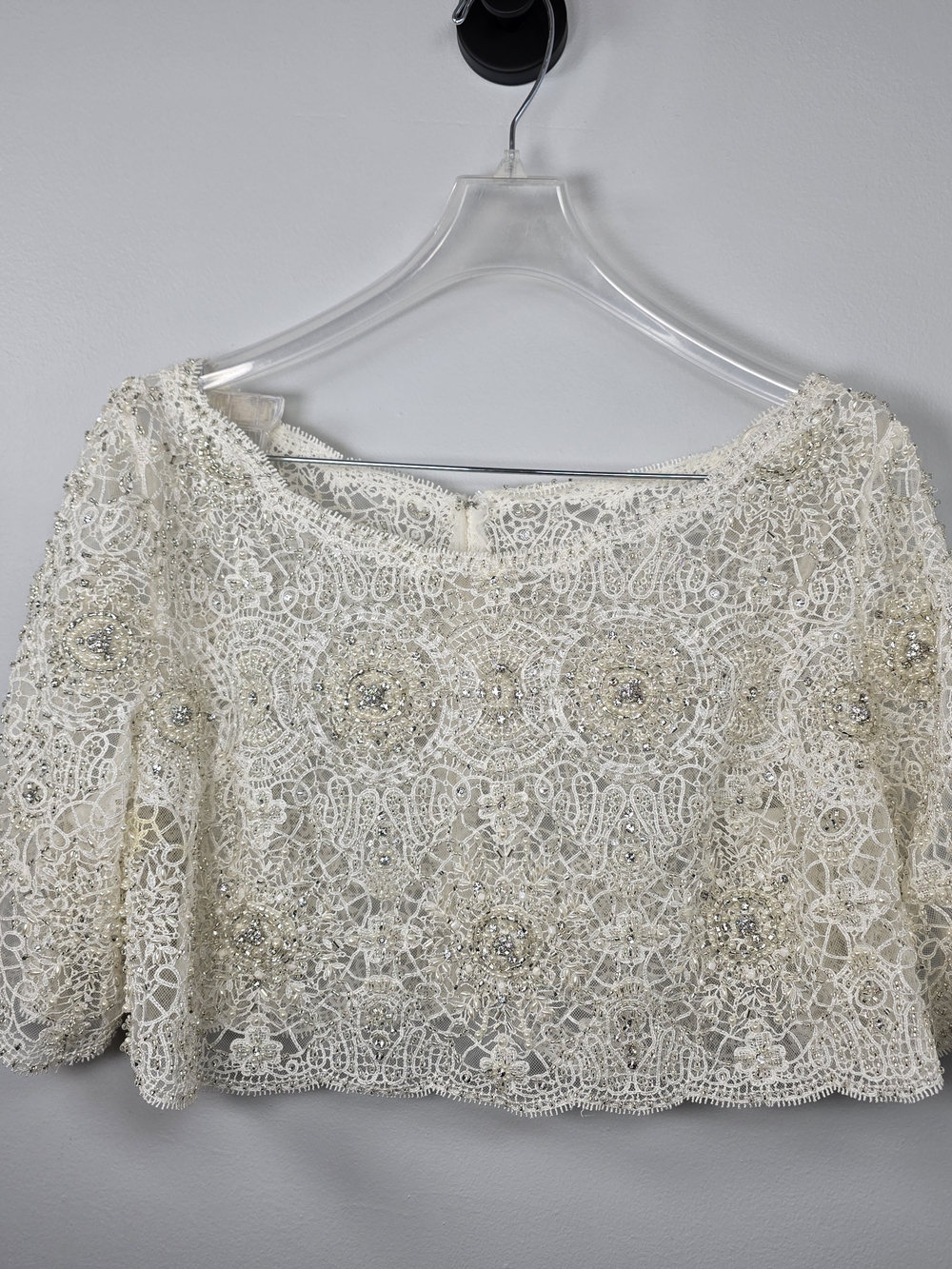 Beaded Lace Crop Top - Cream